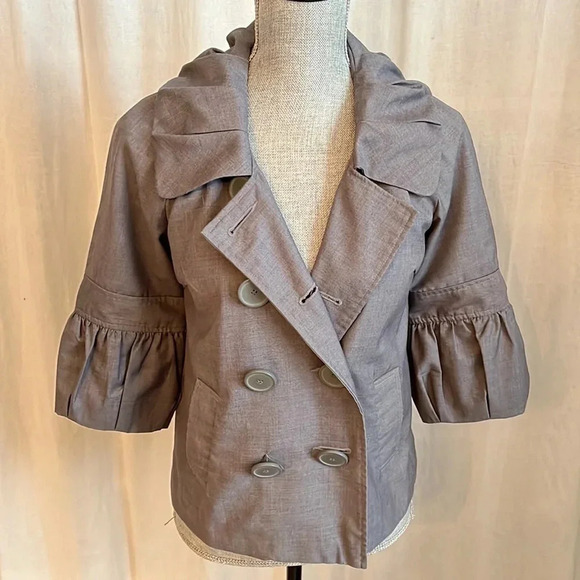 KENSIE Cropped Jacket Puff Sleeve and Frill Collar, Size 4 - Picture 8 of 11